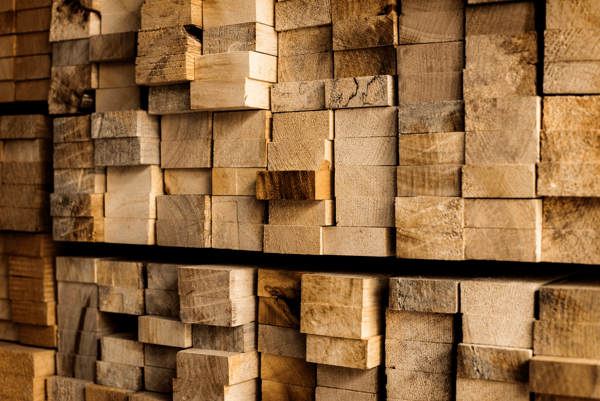 timber stacked in warehouse